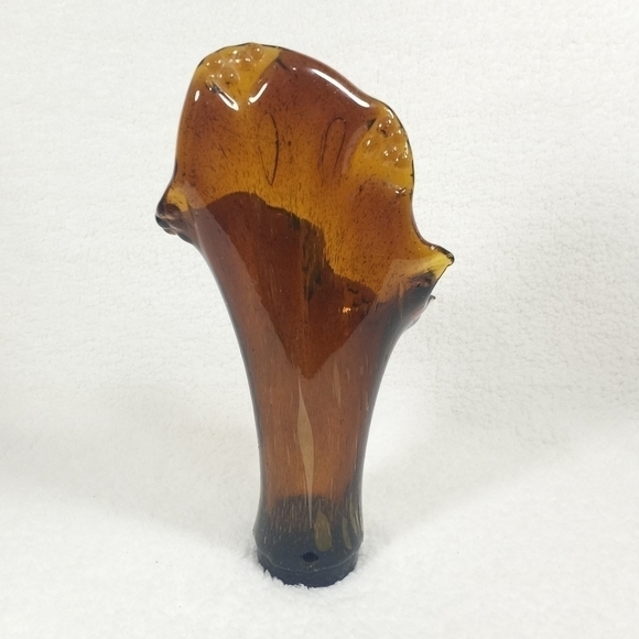 Vintage Amber Brown Root Beer Hand Blown Vase - Picture 4 of 12